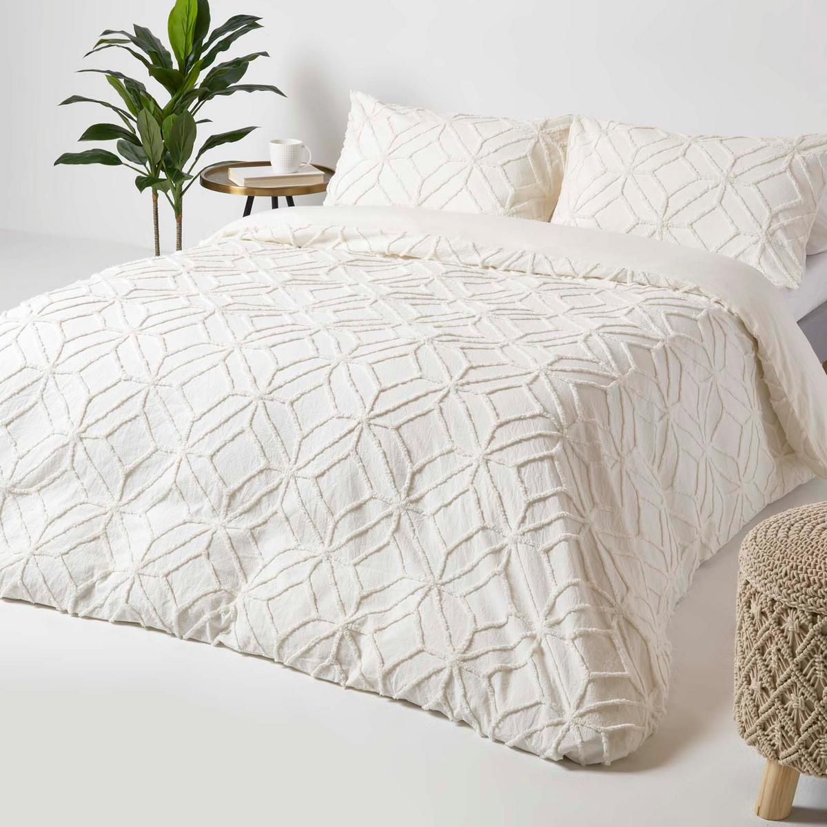 BETTWÄSCHE Perkal getuftet - Weiß, Textil (260/220cm) - Homescapes