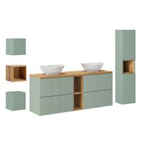 BADMÖBEL 140.4cm Jade 2er-Set Grün und Holz - Grün, Holzwerkstoff (140.4/59/40cm) - Petits-meubles