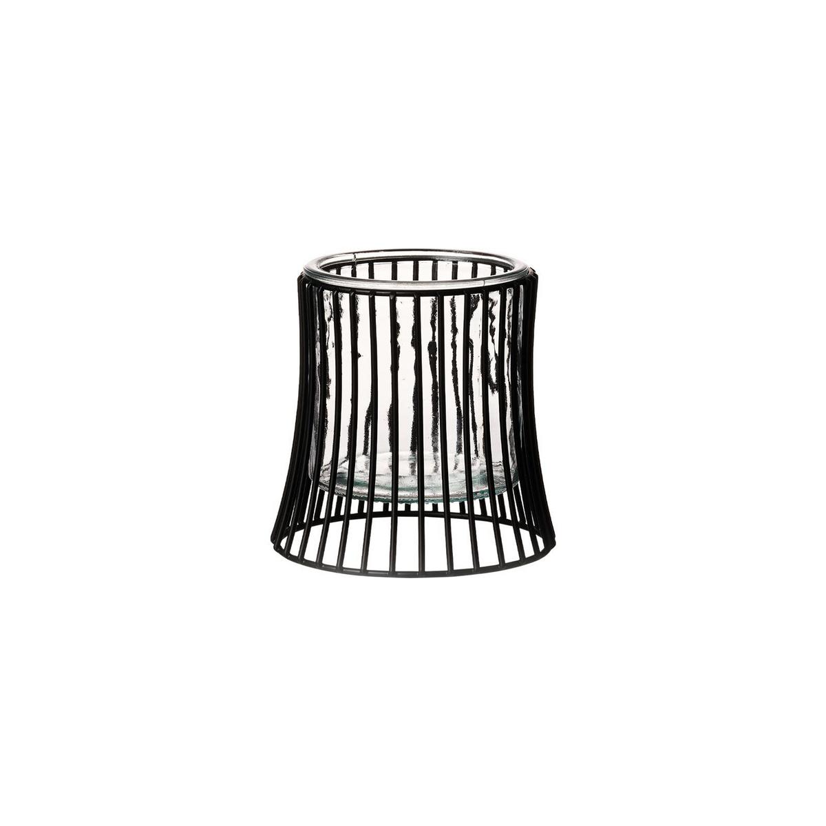 WINDLICHT Nero 12,5 cm - Transparent/Schwarz, Glas/Metall (13/12.5/13cm) - Ritzenhoff Breker
