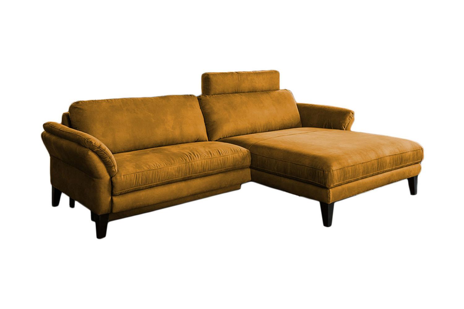 ECKSOFA MIT MOTORISCHER RELAXFUNKTION MALTA Gold Webstoff Relaxfunktion - Goldfarben/Schwarz, Buchenholz/Textil (302/175cm) - KAWOLA