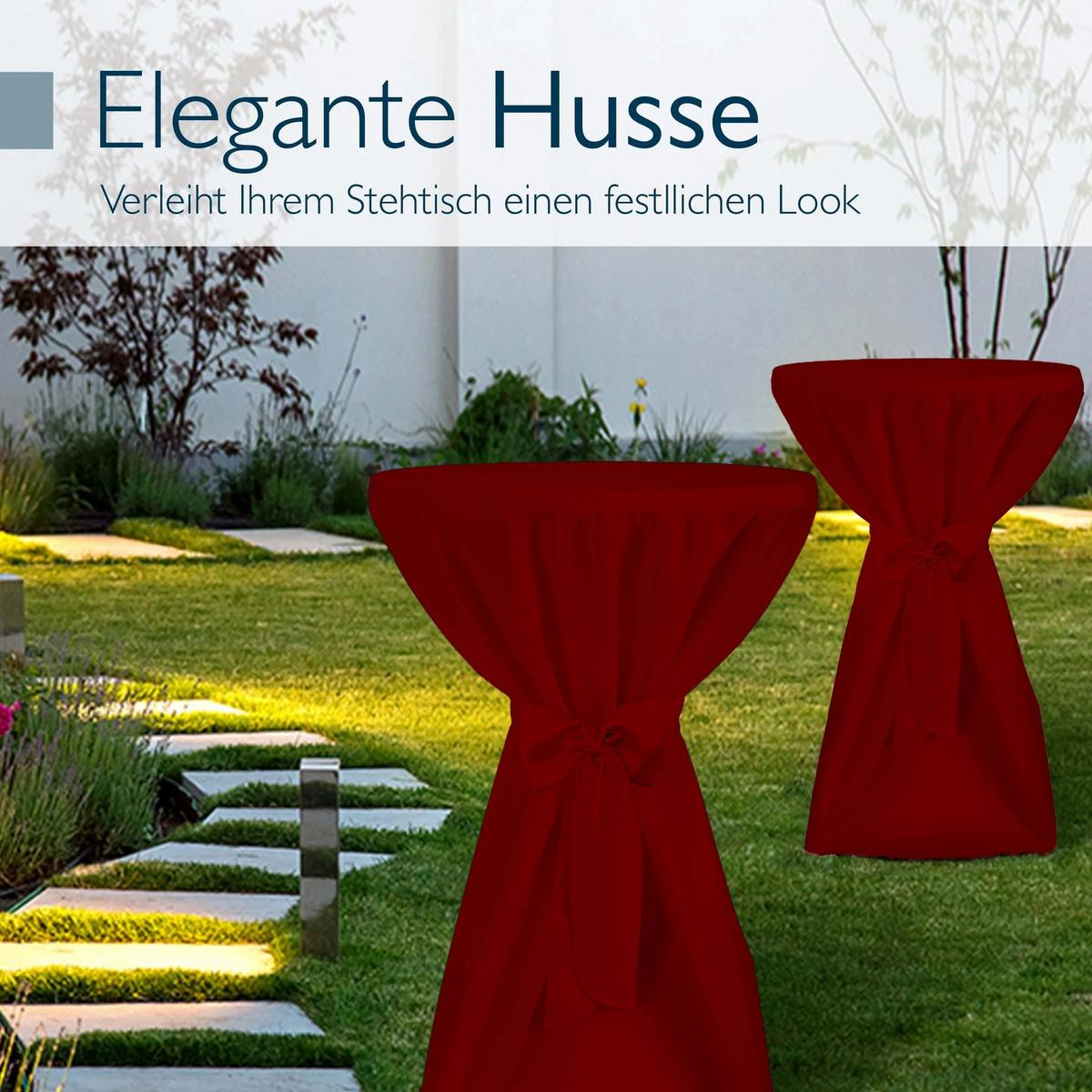 STEHTISCH Sylt Ø 70cm Grau mit Premium Stehtischhusse Ø 70cm Bordeaux - Bordeaux/Rot, Kunststoff/Textil (70/70/110cm) - Beautissu 