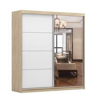 SCHWEBETÜRENSCHRANK 203/218/61 cm 2-türig Pola 42 B Sonoma Eiche/Weiß - Alufarben/Weiß, Holzwerkstoff/Metall (203/218/61cm) - imoebel24