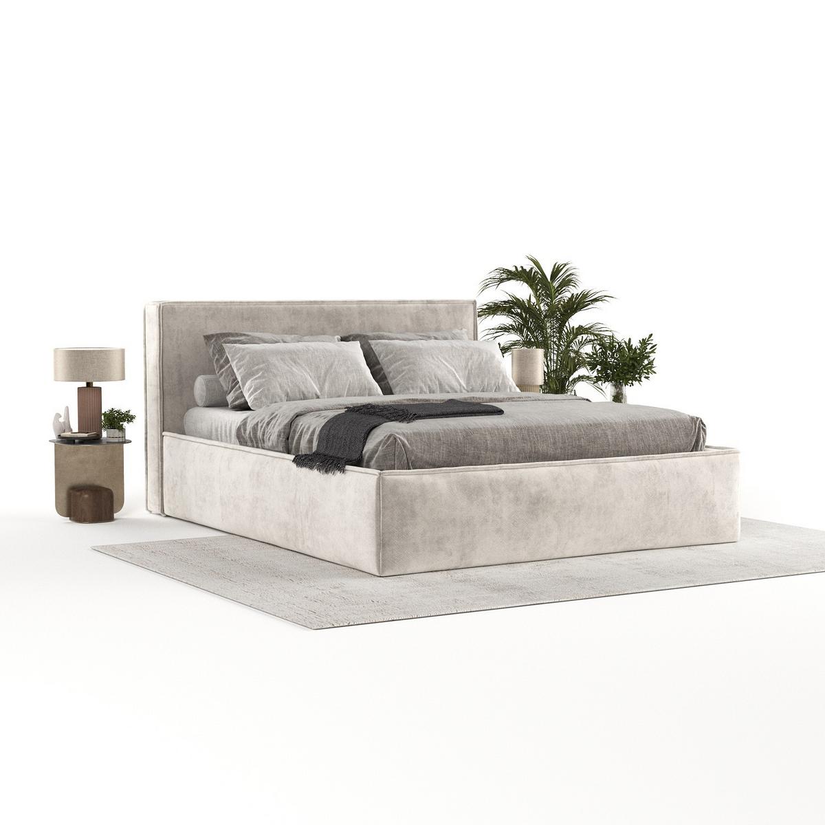 POLSTERBETT Sato mit Stauraum 120/200 cm Hellbeige im Terra NW Stoff - Beige/Schwarz, Holz/Holzwerkstoff (120/200cm) - AltaBeds