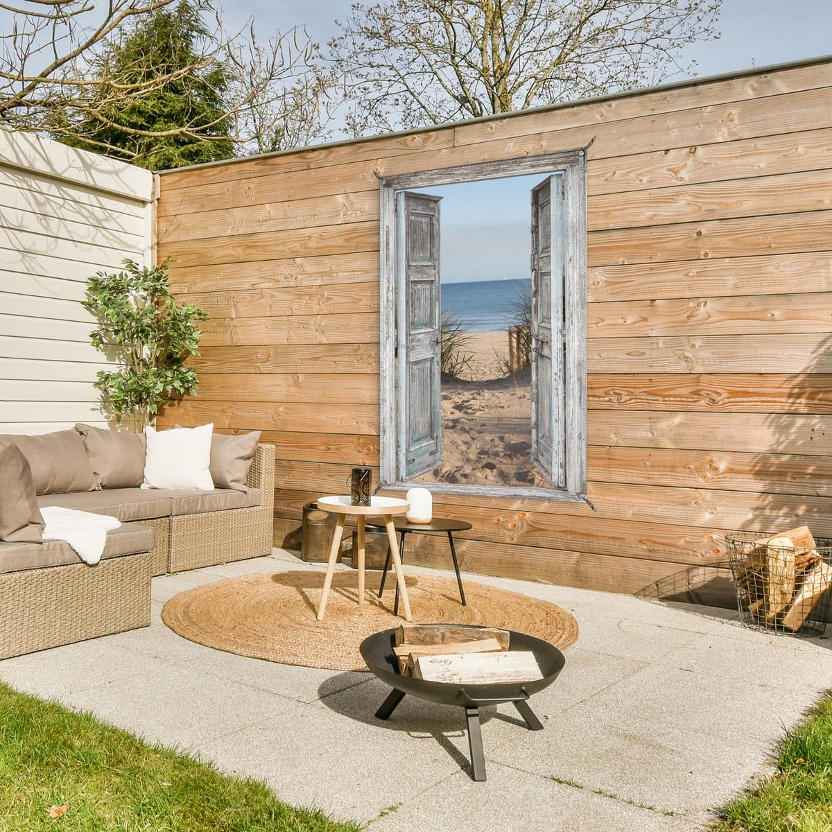GARTENPOSTER Düne - Strand - Aussicht - Sommer Outdoor Bilder 80x120 cm - Hellgrau, Kunststoff (80/120/0.2cm) - OnlyWow