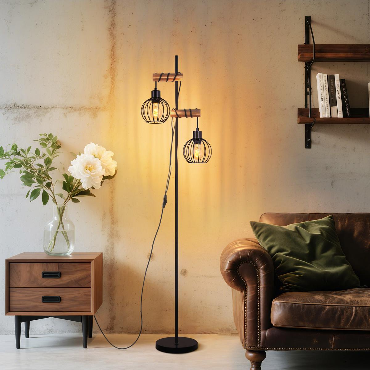 STEHLAMPE Anikad 22/22/152 cm - Schwarz, Holz (22/22/152cm) - ZMH