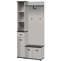 GARDEROBEN-SET 3-teilig Kaschmir, schwarz, Flurgarderobe 90 cm mit Stauraum - Kaschmir/Schwarz, Holzwerkstoff/Kunststoff (90/203/32cm) - Inn.Furn