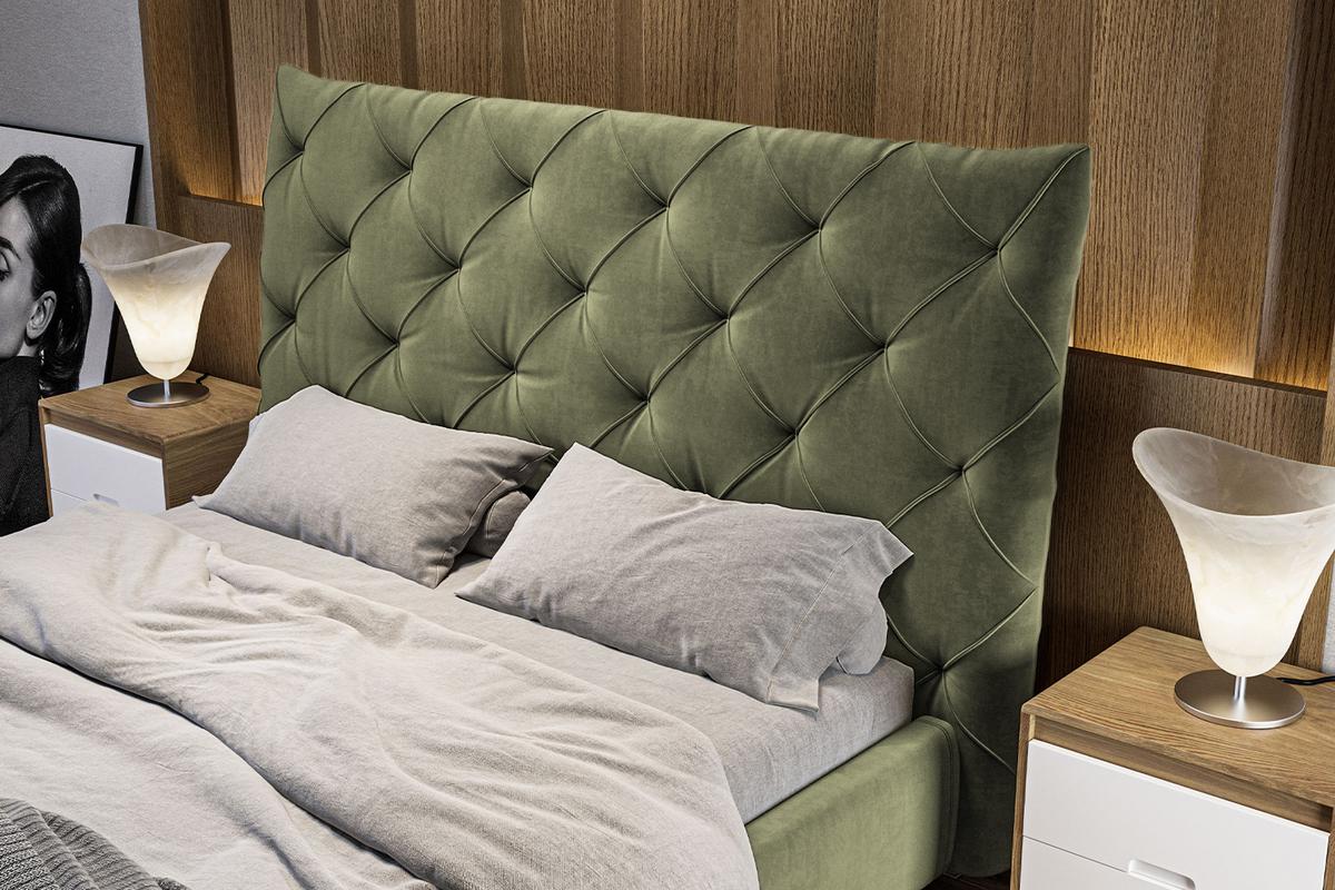 POLSTERBETT ANNY Grün Velvet - Olivgrün/Grün, Textil (160/200cm) - KAWOLA