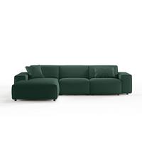 ECKSOFA RANI Smaragdgrün Cord - Smaragdgrün/Schwarz, Kunststoff/Textil (299/189cm) - KAWOLA