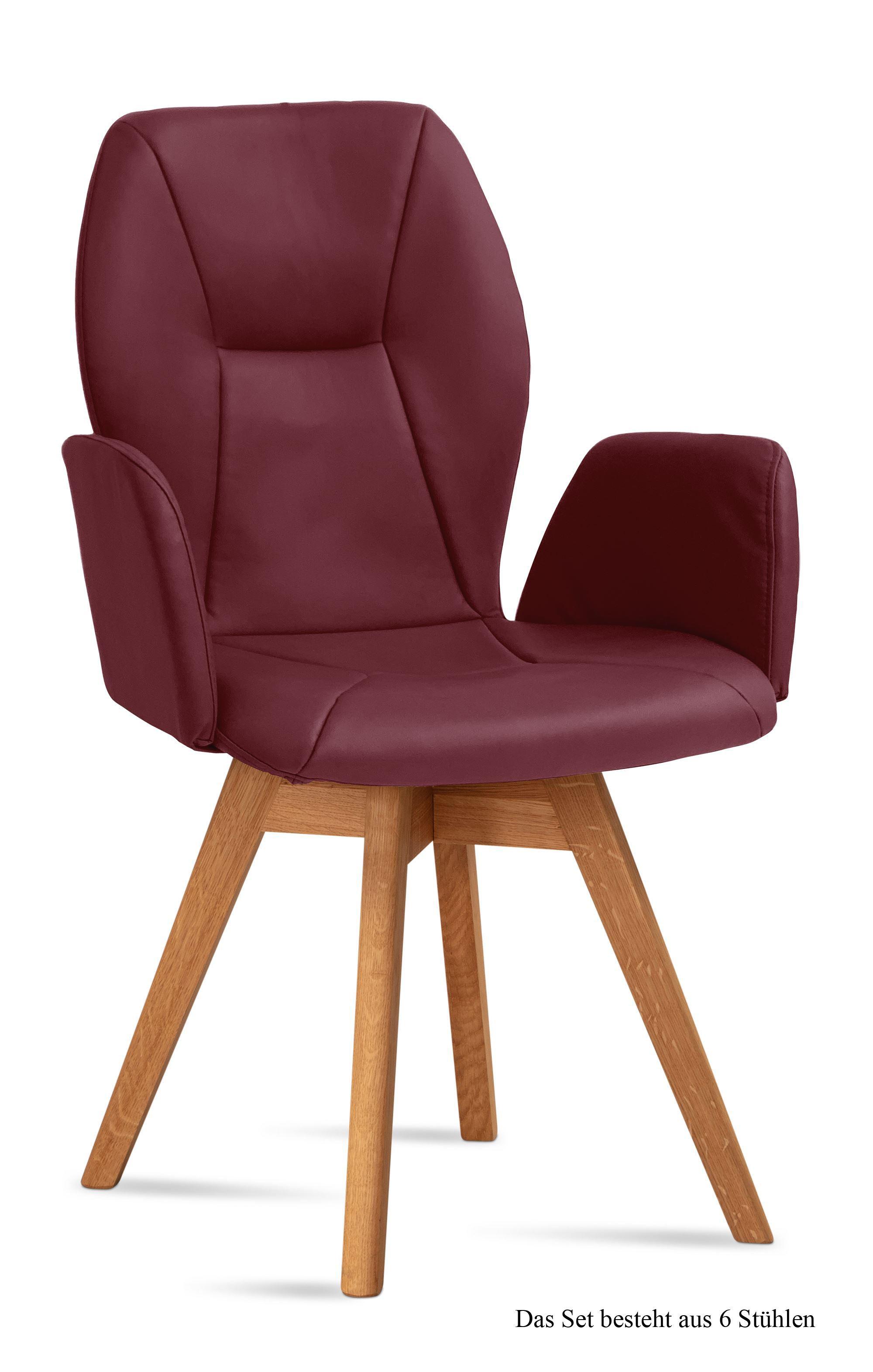 ARMLEHNSTUHL drehbar (6er-Set) Draia 58x92x60 Eiche geölt/Marsala - Eichefarben/Brombeere, Kunststoff (60/92/58cm) - 58aufmkessel