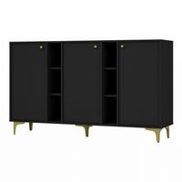 SIDEBOARD TORINO 158/94/41 cm mit 3 Türen Graphitfarben - Graphitfarben, Holzwerkstoff (158/94/41cm) - MASSENO