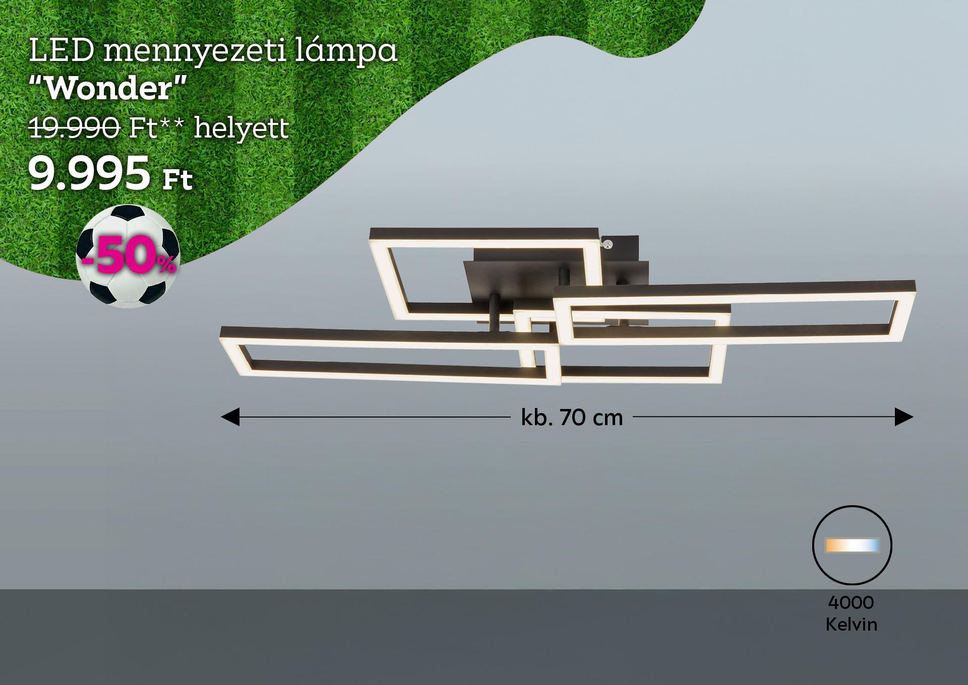 LED mennyezeti lámpa WONDER 19990 Forint helyett 9995 Forint, kedvezmény mértéke 50%