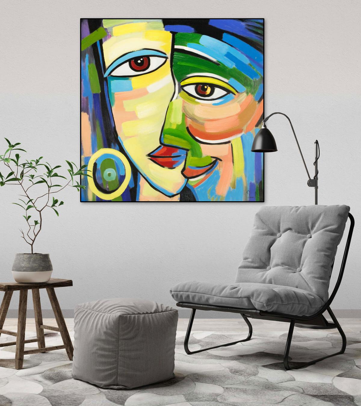 ÖLGEMÄLDE 80/80 cm - Blau/Multicolor, Holz/Textil (80/80cm) - KUNSTLOFT