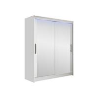 SCHWEBETÜRENSCHRANK Westa XI, mit RGB LED Beleuchtung - Silberfarben/Weiß, Holzwerkstoff/Metall (150/200/58cm) - MIRJAN24