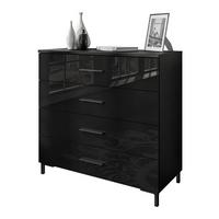 KOMMODE LINA BLACK mit Schubladen und Griffen Schwarzer Glanz - Schwarz, Holzwerkstoff (95/84/40cm) - Lookway