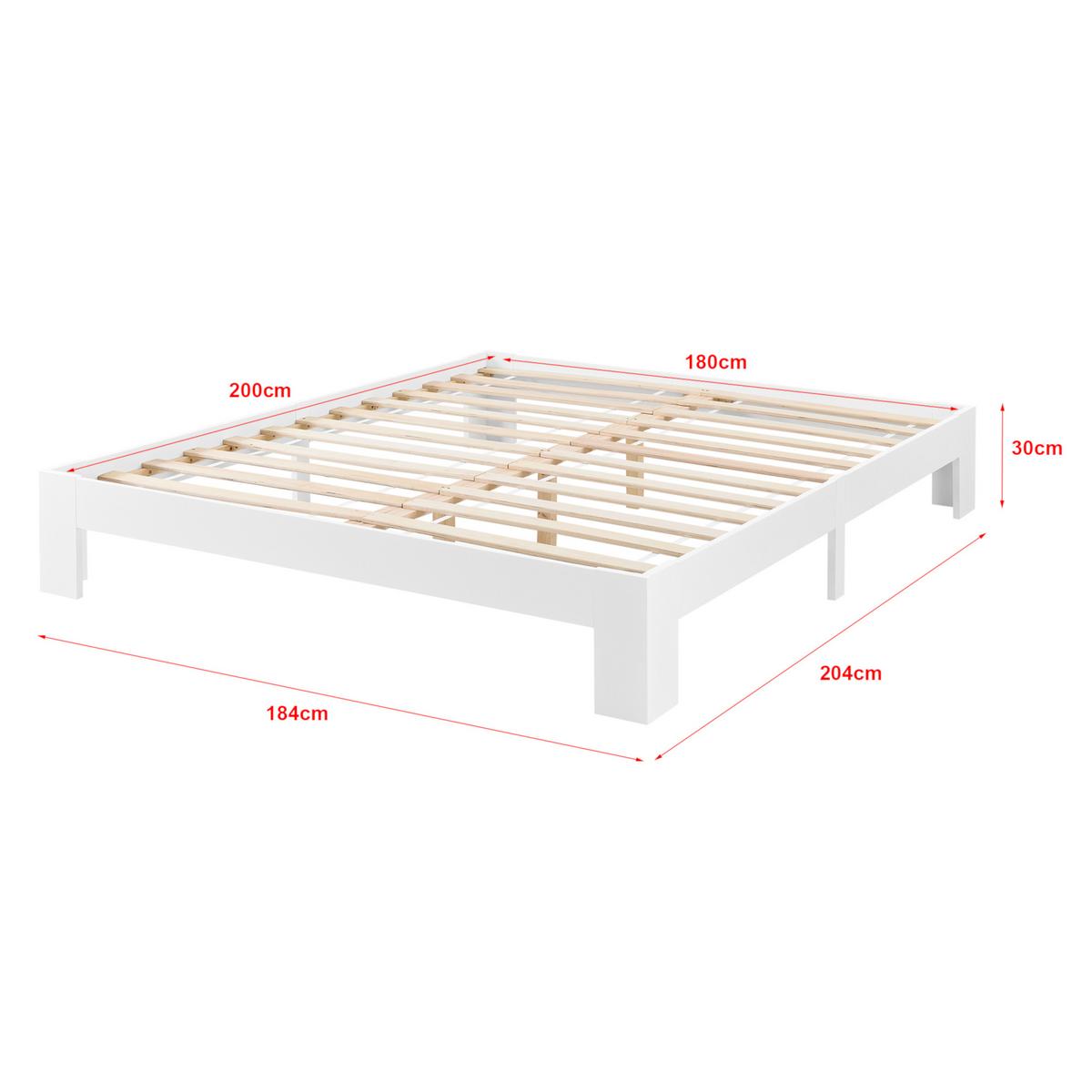 HOLZBETT Raisio - Weiß, Holz (180/200cm) - [en.casa]