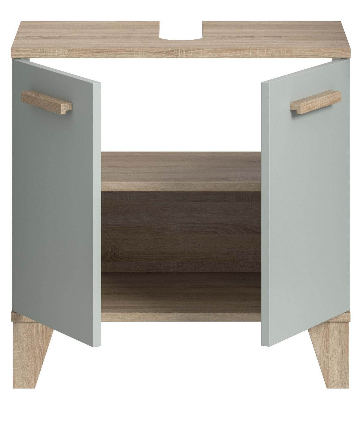 WASCHBECKENUNTERSCHRANK grün, Eiche, Badezimmer Unterschrank skandinavisch 60 cm - Eichefarben/Grün, Holzwerkstoff (60/61/34cm) - Inn.Furn