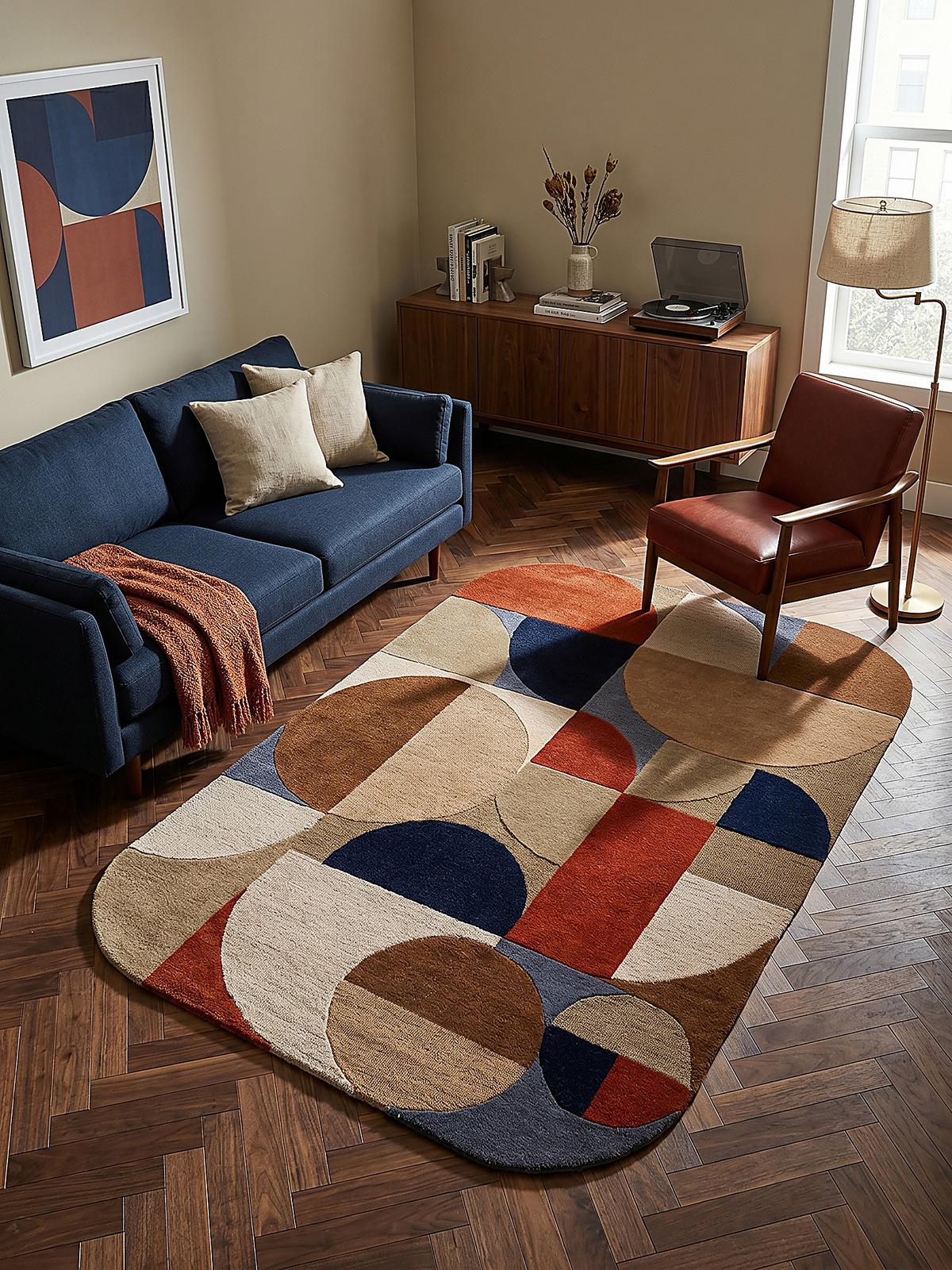 WOLLTEPPICH HALLEIN, geometrisch, Terrakotta-Bunt, 200 x 290 cm - Orange, Textil (200/290cm) - KADIMA DESIGN