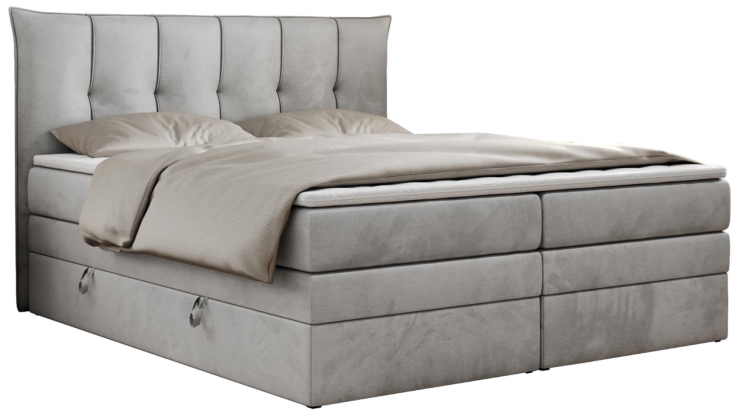 BOXSPRINGBETT PREMIUM 10 KING 200/200 Hellgrau Velvet - H3 - Hellgrau, Holz/Textil (200/200cm) - MKS