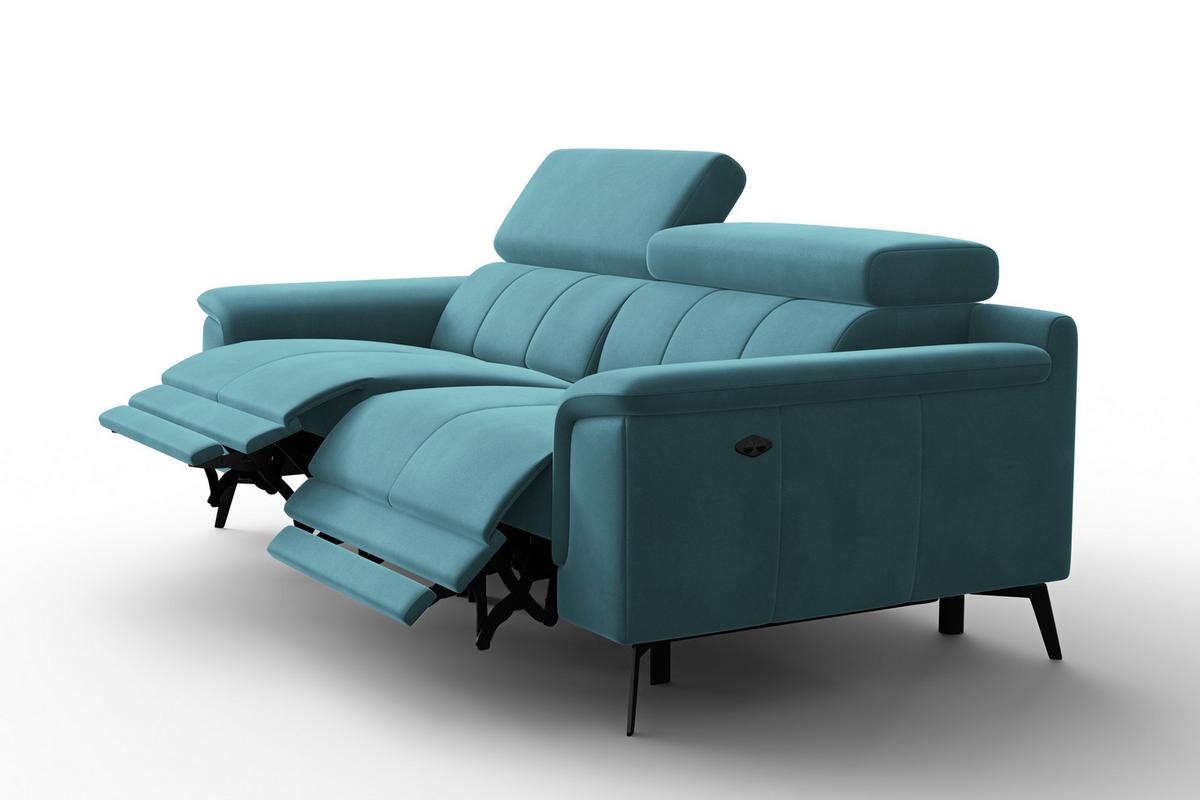 SOFA RELAX FIERO 3-Sitzer, Minter Veloursstoff - Schwarz/Mintgrün, Holz/Textil (212/82/103cm) - Courtois Laville