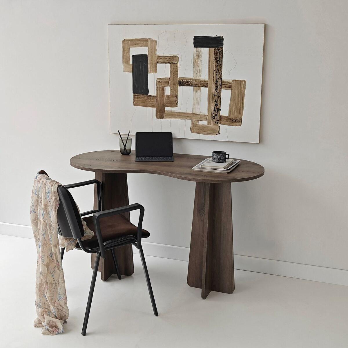SCHREIBTISCH mit organisch-form Tischplatte 120/60/75 cm - Naturfarben, Holzwerkstoff (8.5/60/75cm) - Calicosy
