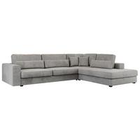 ECKSOFA Savona Hellgrau Velvet - rechts - Hellgrau/Schwarz, Kunststoff/Textil (249/316cm) - MKS