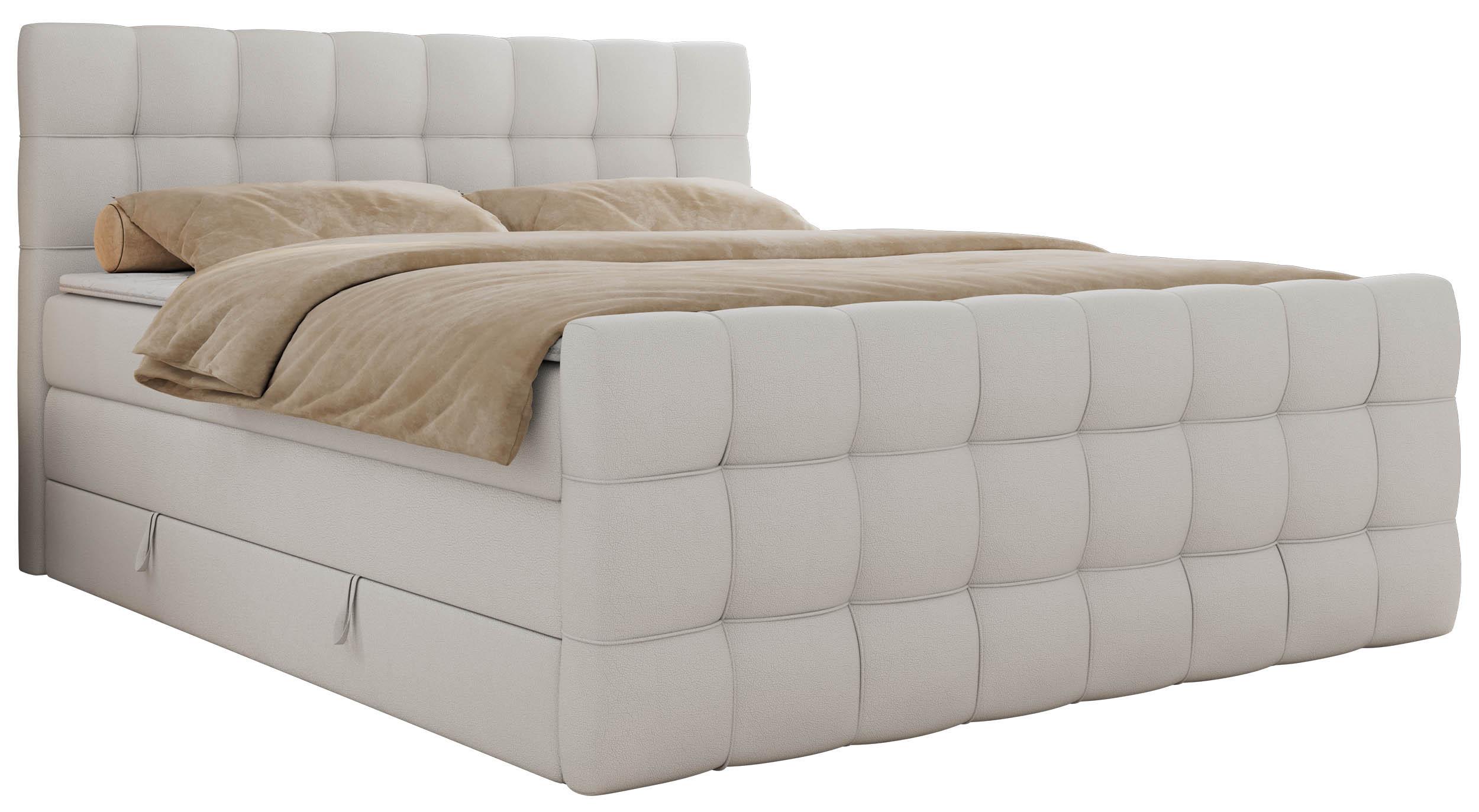BOXSPRINGBETT ALTIVO KING DUO 160/200 - Weiß Kunstleder - H4 - Weiß, Textil (160/200cm) - MKS