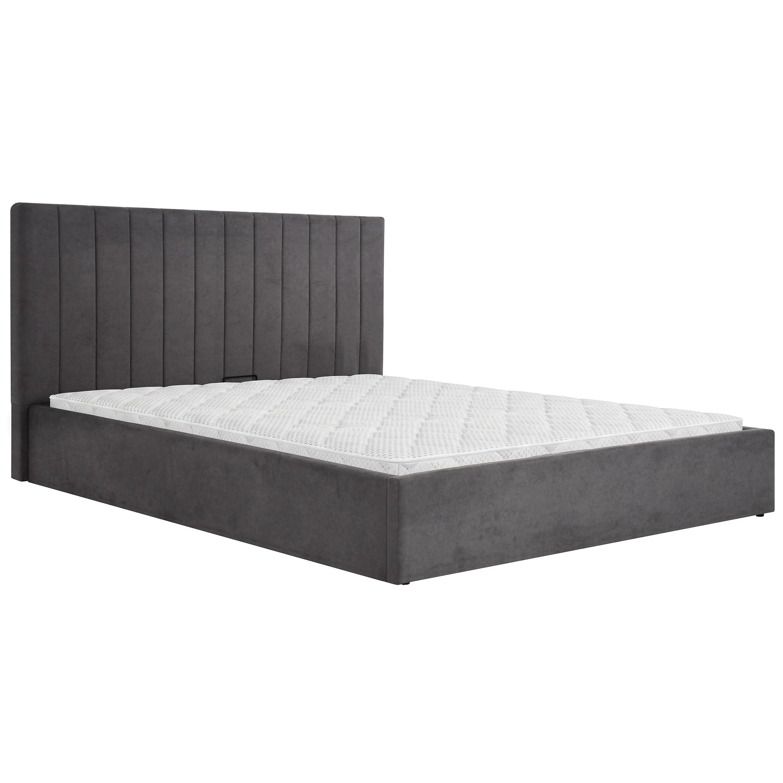 POLSTERBETT Melvio Doppelbett 180x200 cm mit Bettkasten und Schaumstoffmatratze 10 cm, Dunkelgrau - Dunkelgrau, Textil (180/200cm) - Beautysofa