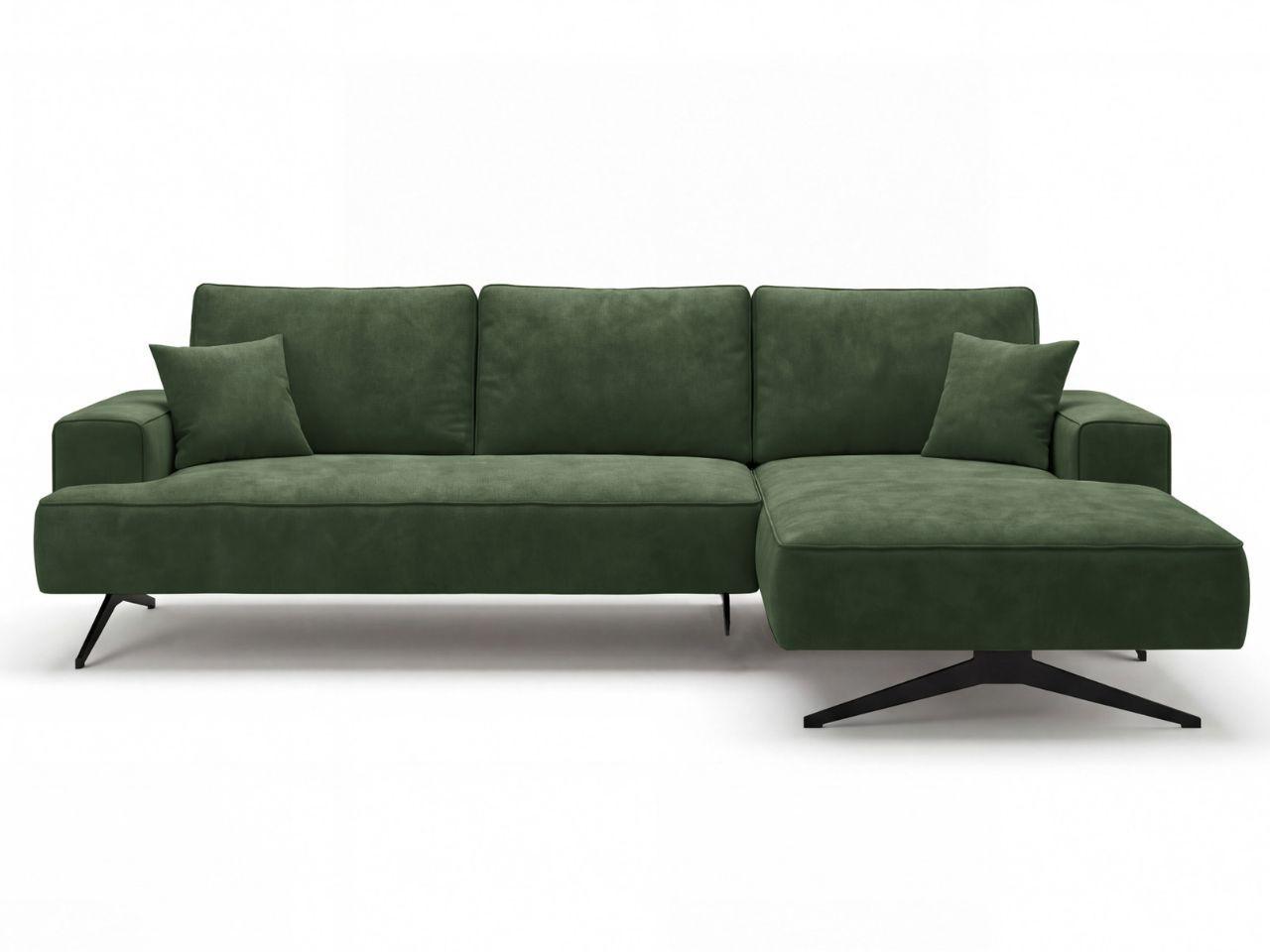 ECKSOFA Leto Grün Rechts - Schwarz/Grün, Holz/Textil (165/260cm) - Graingold