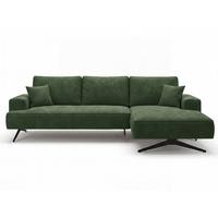 ECKSOFA Leto Grün Rechts - Schwarz/Grün, Holz/Textil (165/260cm) - Graingold