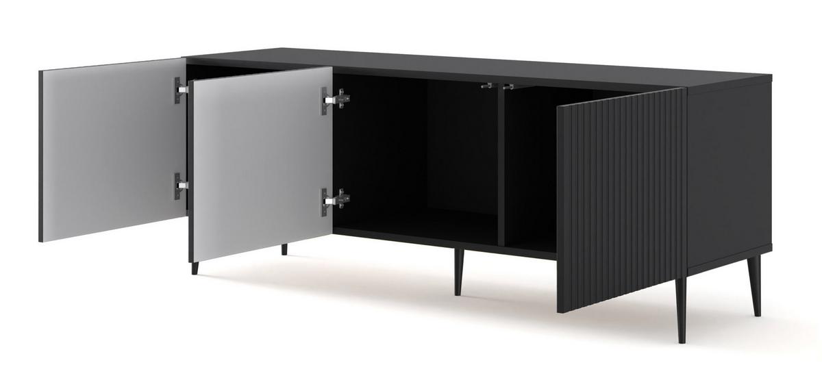 TV LOWBOARD Schwarz, Schwarz, Schwarz 150/56/42 - Schwarz, Holzwerkstoff (150/56/42cm) - RAUMHIRSCH FURNITURE