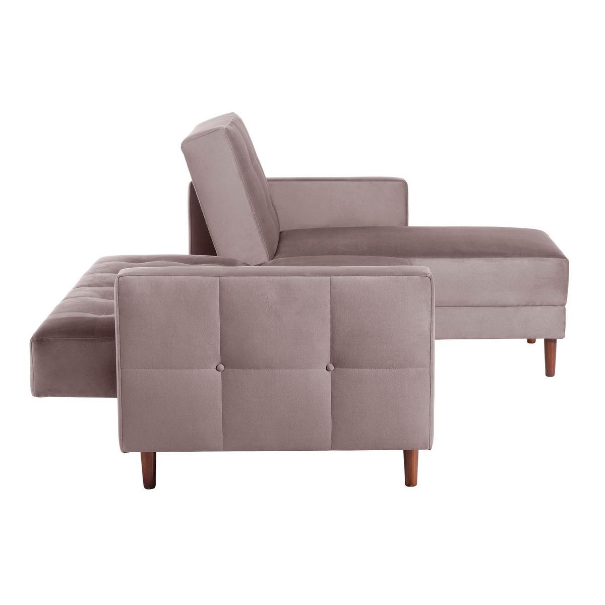 FUNKTIONSSOFA mit Hocker Katunia Samtvelours rosé - Rosa, Kunststoff (222/92/144cm) - 58aufmkessel