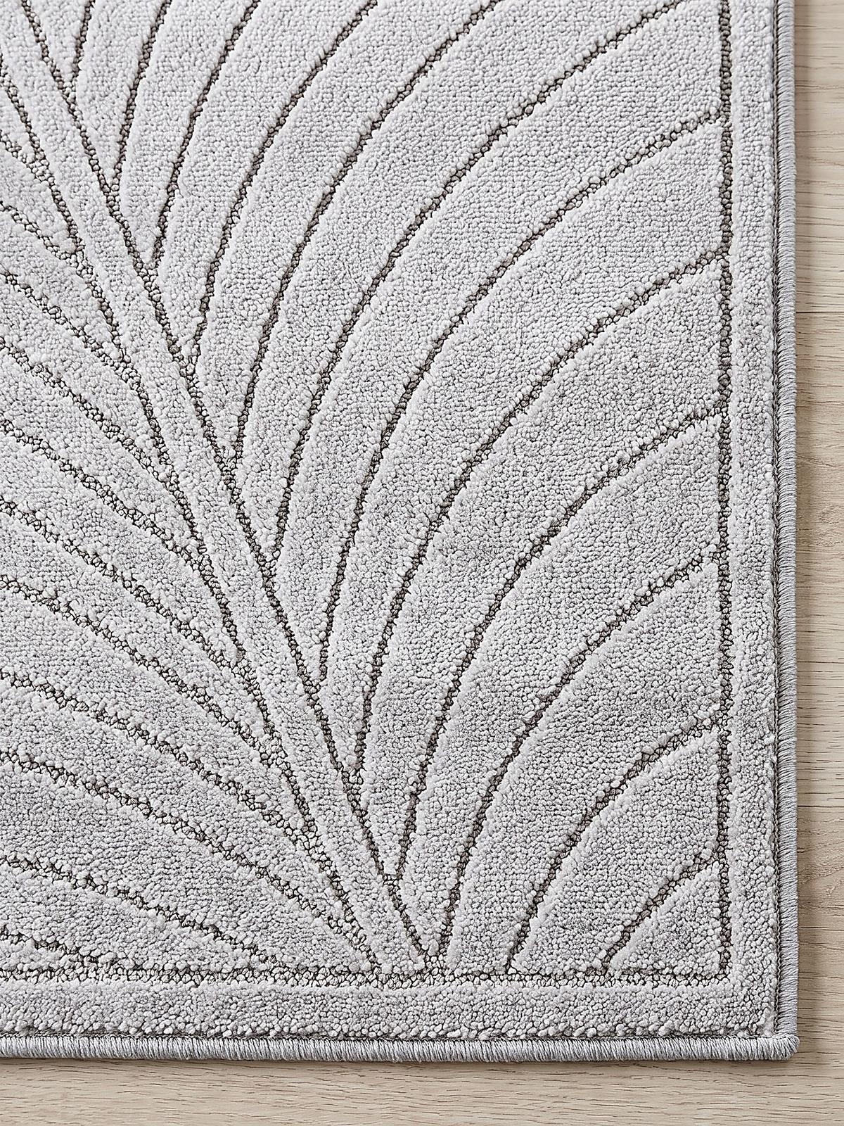 TEPPICH Outdoor, Fußbodenheizung-geeignet, mit Blattmotiv, aus Polypropylen, ENGADIN in Silbergrau, 120 x 170 cm - Grau, Textil (120/170cm) - KADIMA DESIGN