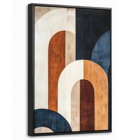 LEINWAND Bilder mit Rahmen - Abstrakt - Formen - Dunkelblau - 40x60 - Cognac, Textil (40/60cm) - MuchoWow