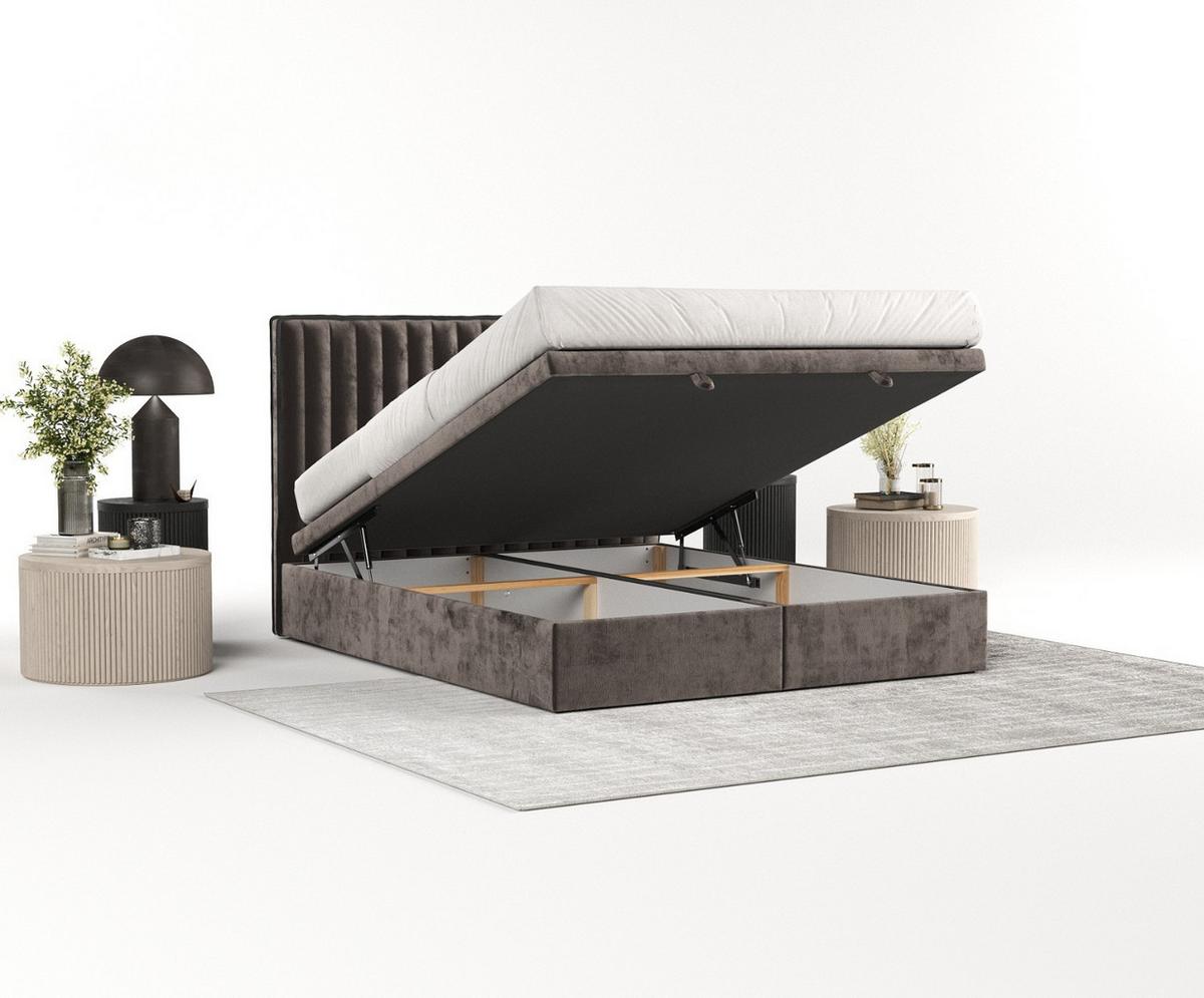 POLSTERBETT Keva mit Stauraum 160/200 cm Braun im Lotta Stoff - Schwarz/Braun, Holz/Holzwerkstoff (160/200cm) - AltaBeds