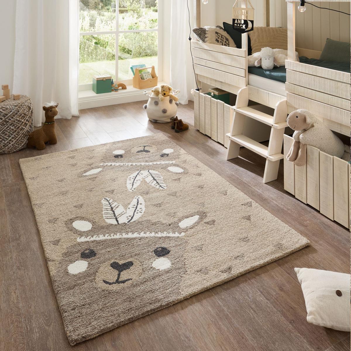 HANDTUFTTEPPICH Natur Kids - Kinderteppich mit Alpaca Design 140 x 200 cm - Sandfarben, Textil (140/200cm) - Natur Pur
