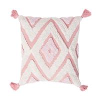 DEKOKISSEN Tufted rosa 45/45 cm Boho-Style mit Quasten - Rosa, Textil (45/45cm) - Homescapes