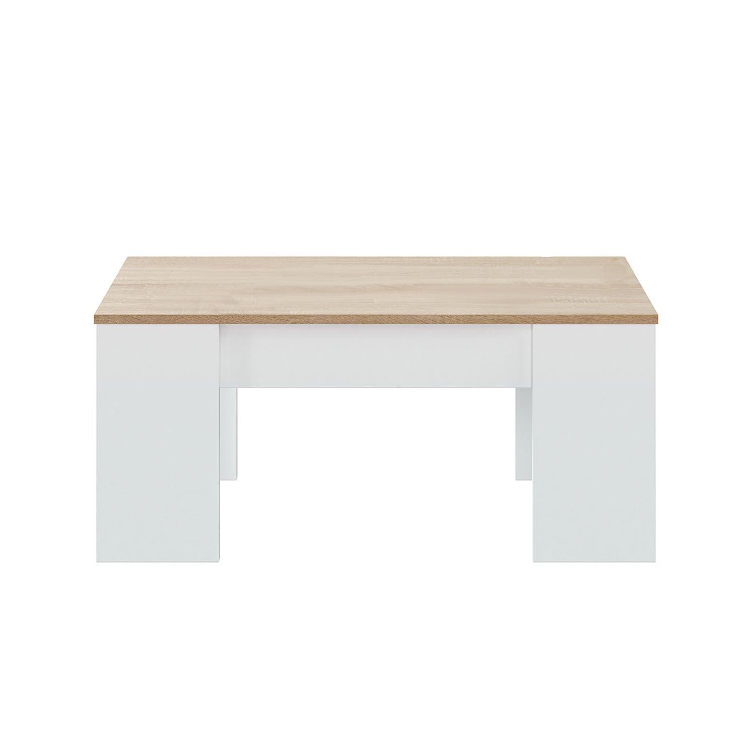 COUCHTISCH mit hochklappbarer Platte L100 cm - Alida - Weiß, Holzwerkstoff (6.6/50/45cm) - Calicosy
