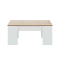 COUCHTISCH mit hochklappbarer Platte L100 cm - Alida - Weiß, Holzwerkstoff (6.6/50/45cm) - Calicosy