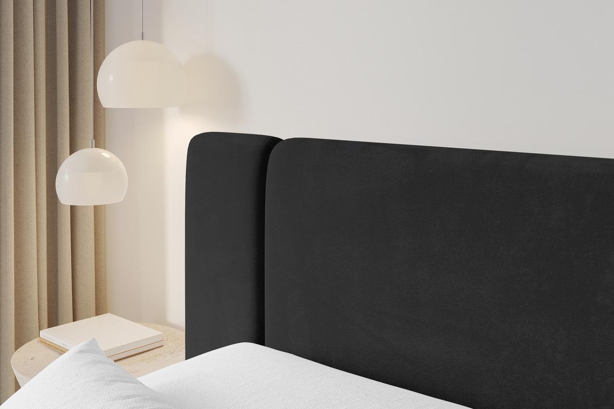 BOXBETT mit Matratze H3 - EVON Zanozek - 180x200 cm Schwarz - Schwarz, Holzwerkstoff (180/200cm) - ALTDECOR