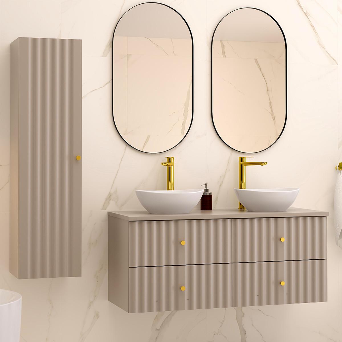 BADMÖBEL 120.6cm Izae 2er-Set Kaschmir - Beige, Holzwerkstoff (120.6/52.2/46.5cm) - Petits-meubles