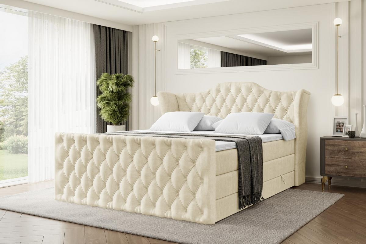 BOXSPRINGBETT VILA-Z KING - 180x200 - H3/H4 - Beige - Beige, Holzwerkstoff (180/200cm) - ALTDECOR