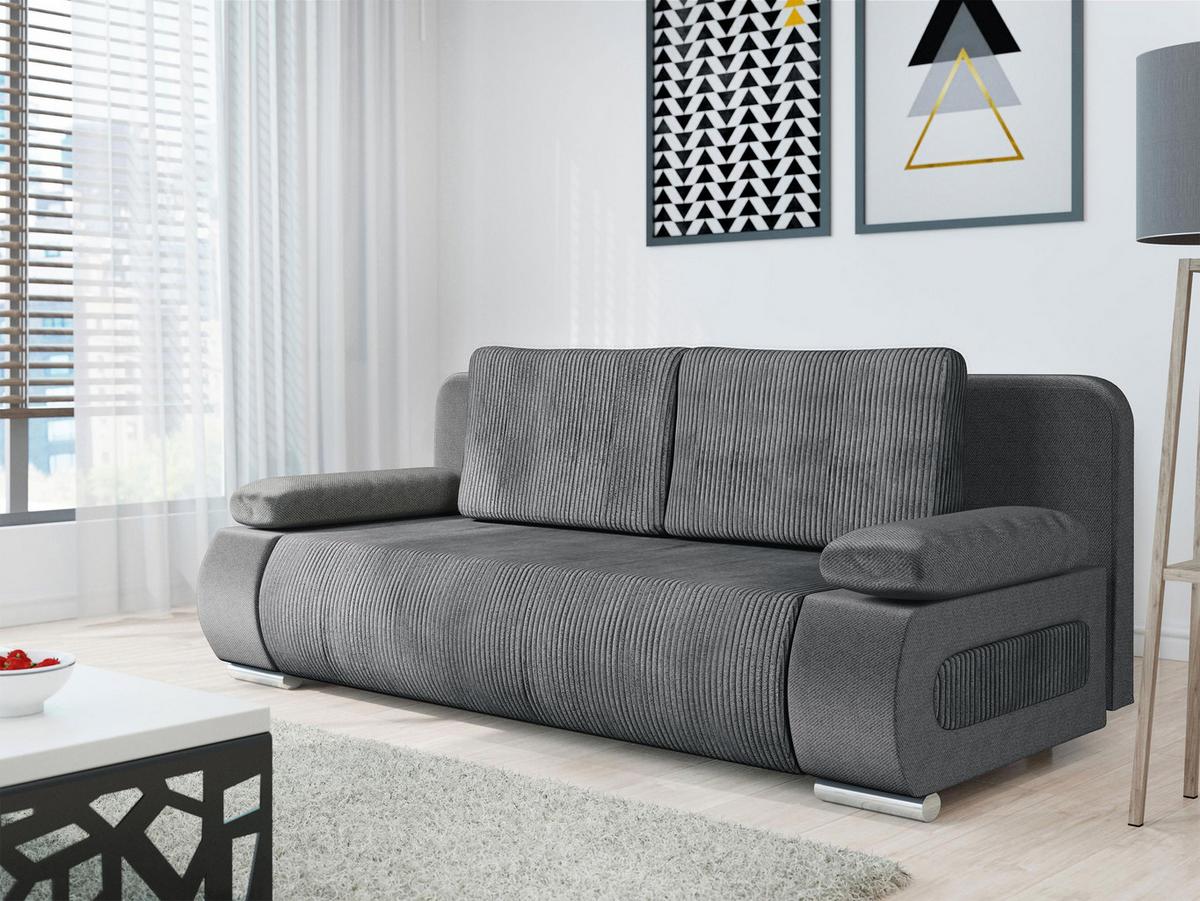 SCHLAFSOFA Emma Cord - Grau, Holz/Kunststoff (200/77/92cm) - MIRJAN24