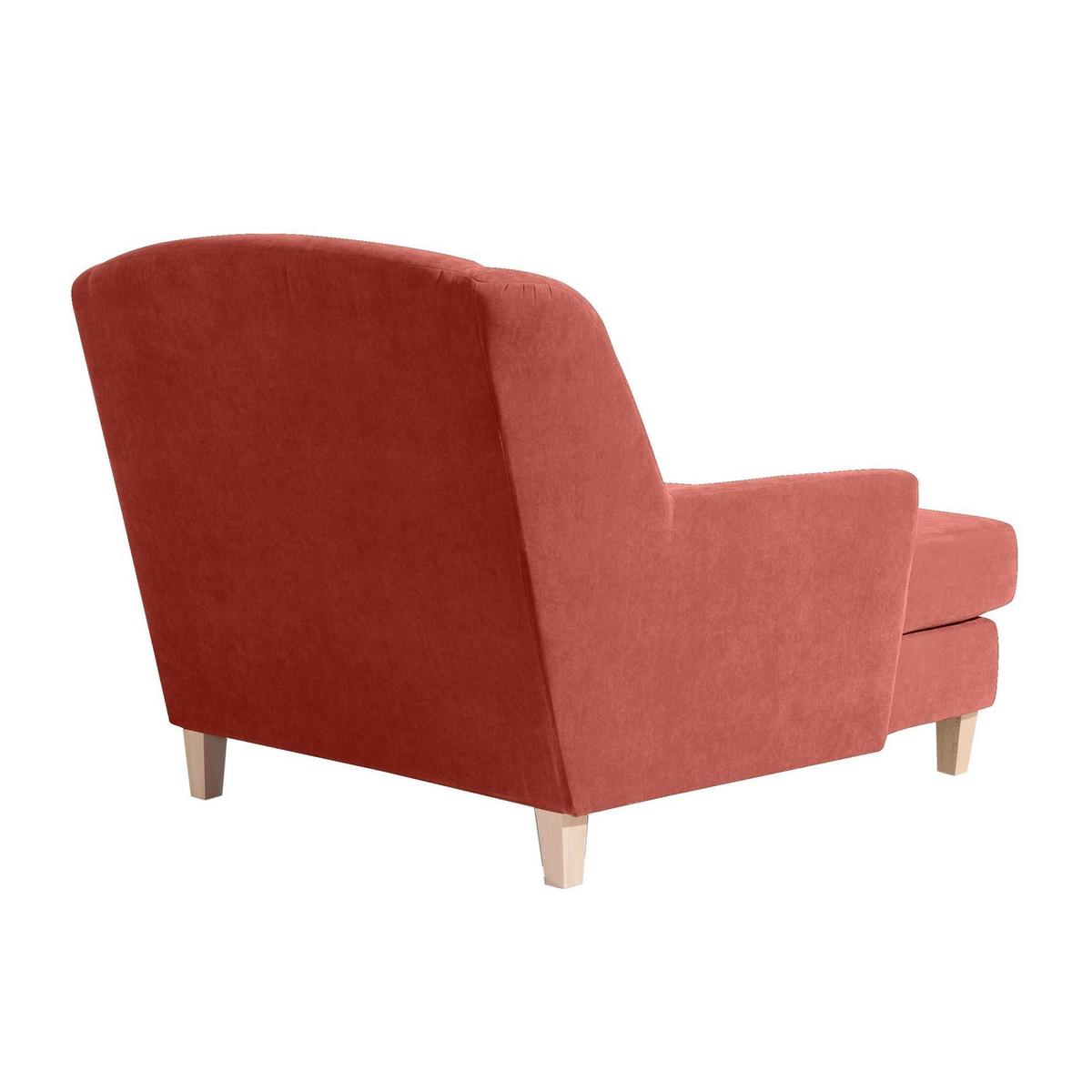 SESSEL XXL Karil Bezug Veloursstoff Buche natur / terracotta - Rot, Kunststoff (136/107/142cm) - 58aufmkessel