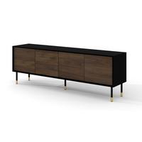 TV LOWBOARD Schwarz, Catania Eiche, Gold 180/60/40 - Schwarz, Holzwerkstoff (180/60/40cm) - RAUMHIRSCH FURNITURE