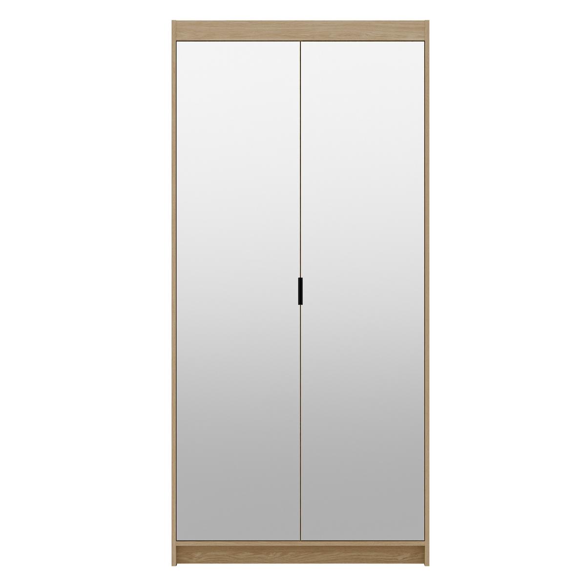 DREHTÜRENSCHRANK Elena mit 2 Türen und 2 Spiegel, 90 cm, Eiche Geölt - Eichefarben, Holzwerkstoff (90/190/53cm) - Beautysofa