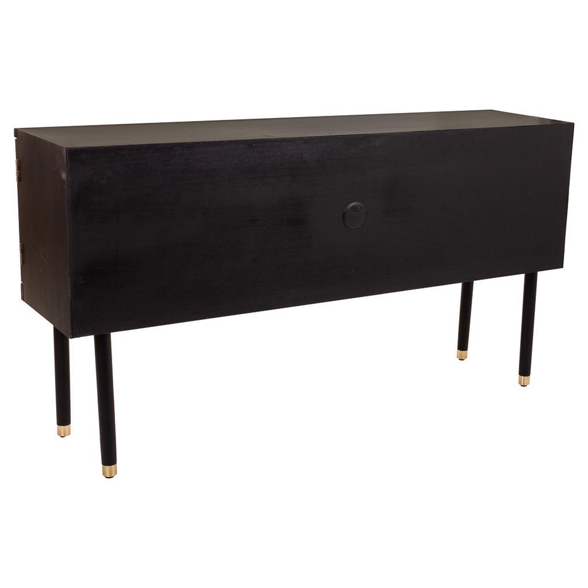 SIDEBOARD aus Holz und Bambusgitter mit zwei Türen, schwarz, 153x38x81 cm - Schwarz, Holz (152.5/81/38cm) - Wanderlust