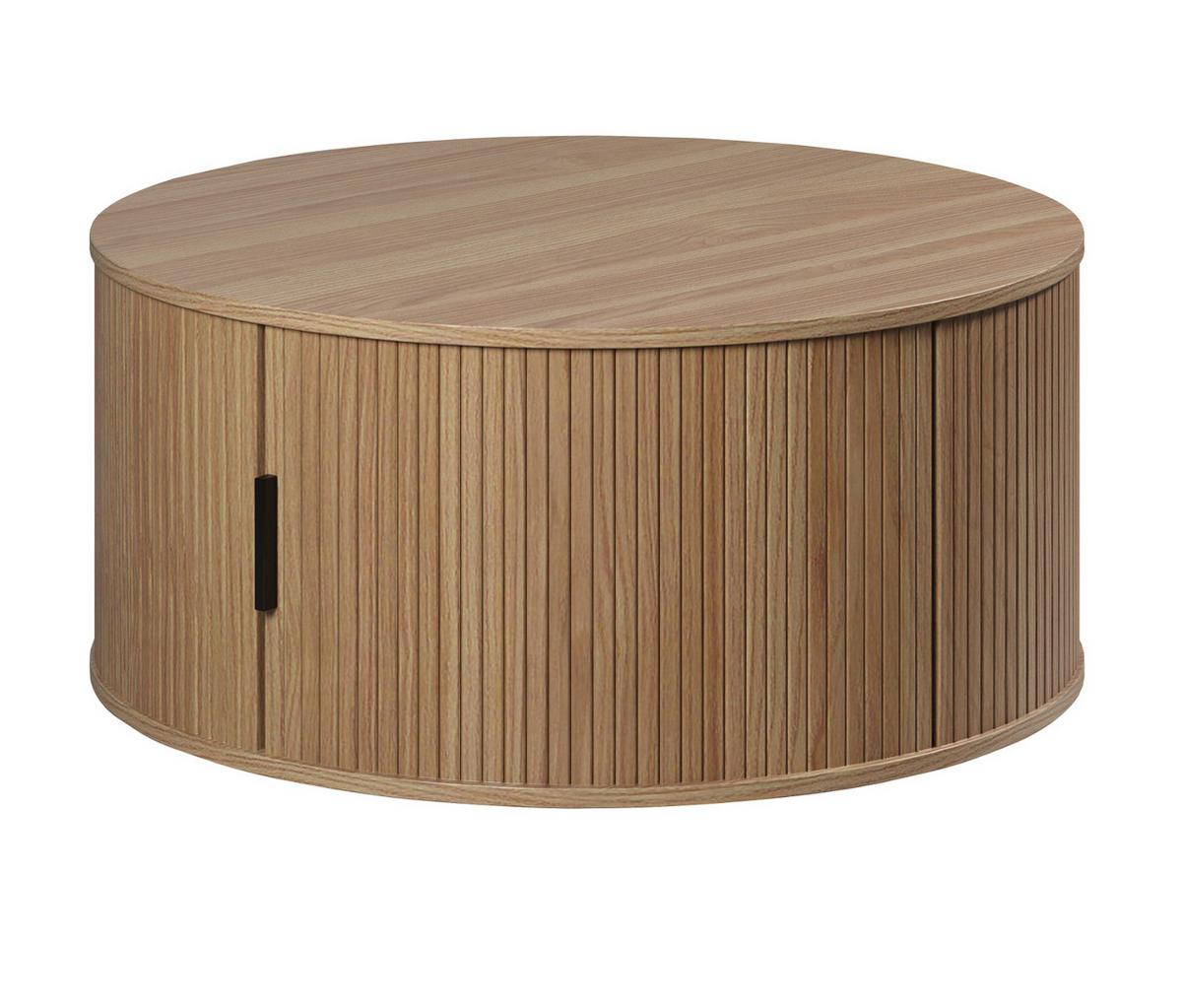 COUCHTISCH Eiche, schwarz rund 80 cm, Beistelltisch mit Stauraum - Eichefarben, Holzwerkstoff/Kunststoff (80/80/36cm) - Top.Furn