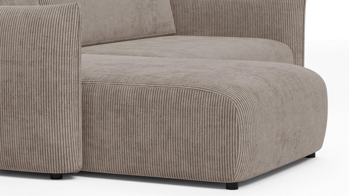 ECKSOFA TAUER 3-Sitzer rechts, taupe - Taupe/Schwarz, Holz/Textil (248/173cm) - Wozimo