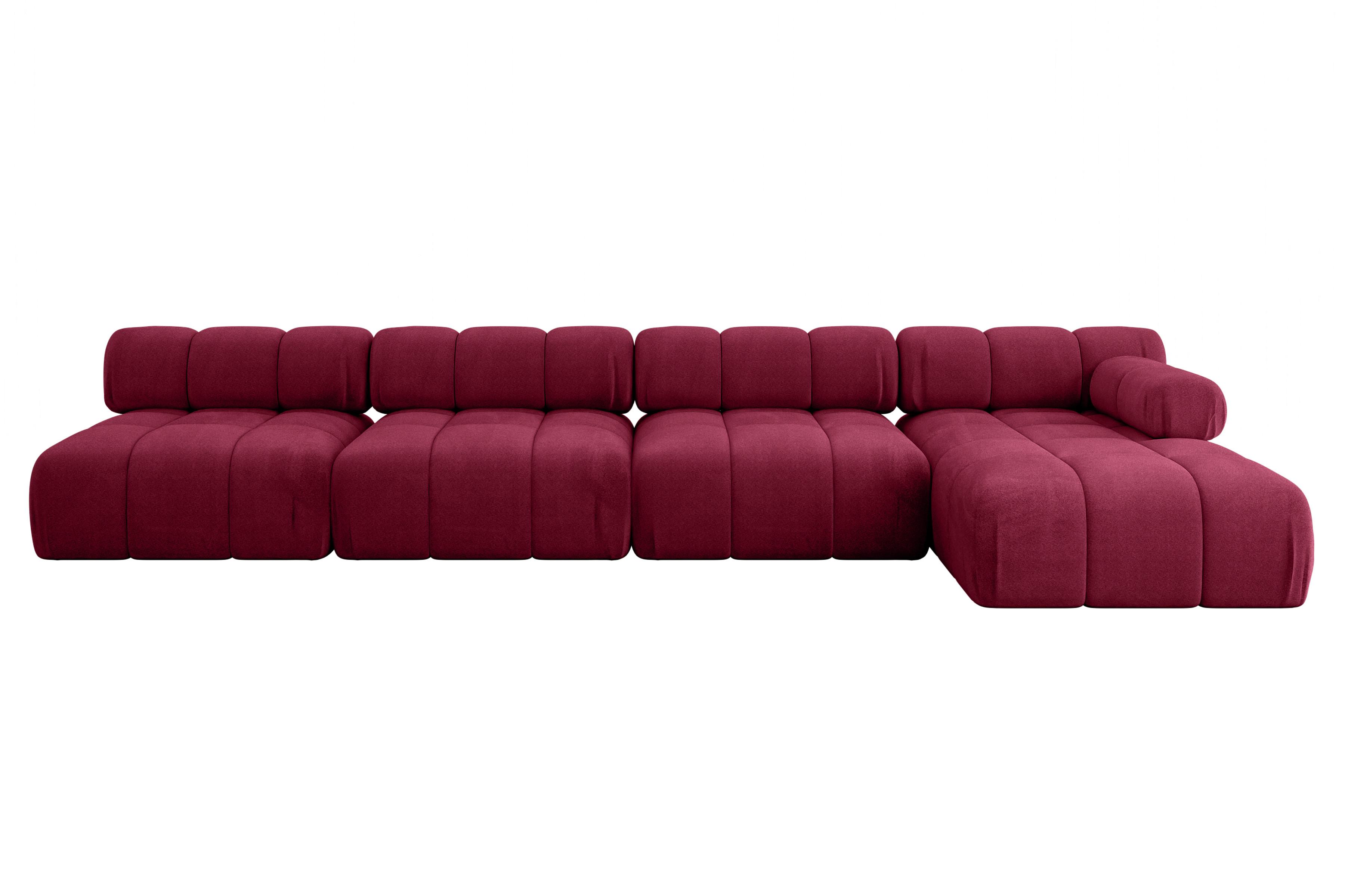 ECKSOFA modulares Sofa Razon-L3 - 380x160x70 cm Bordeauxrot Velours - Bordeaux, Holzwerkstoff/Textil (380/160cm) - ALTDECOR
