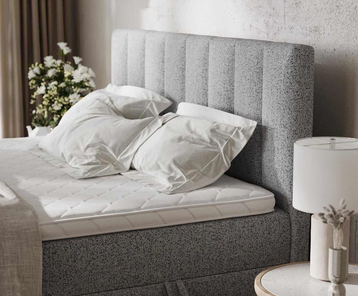 BOXBETT Bari 140/200 cm Grau im Riva Stoff - Grau, Holz/Holzwerkstoff (140/200cm) - AltaBeds